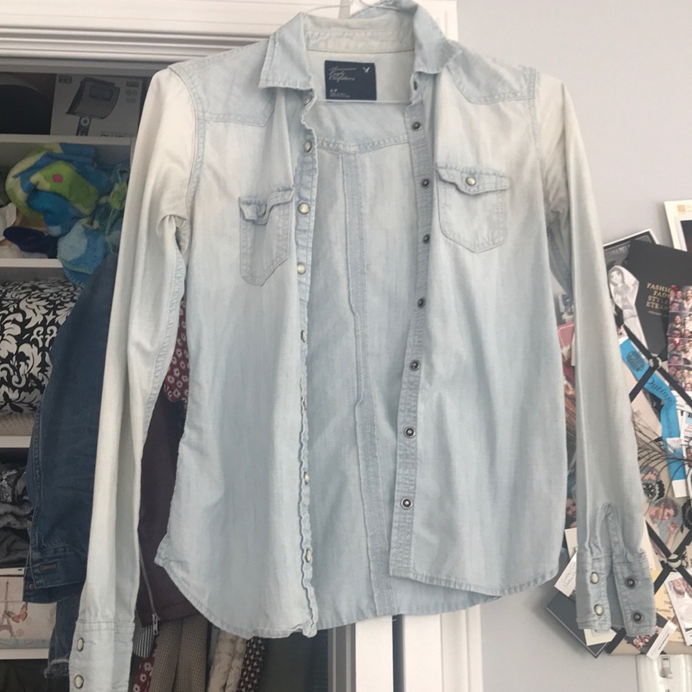 American Eagle Chambray Button Down - image 1